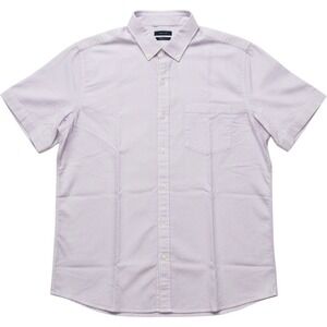 RW&CO Mens Tailored Fit Short‎ Sleeve Button Down Shirt White Cotton Casual